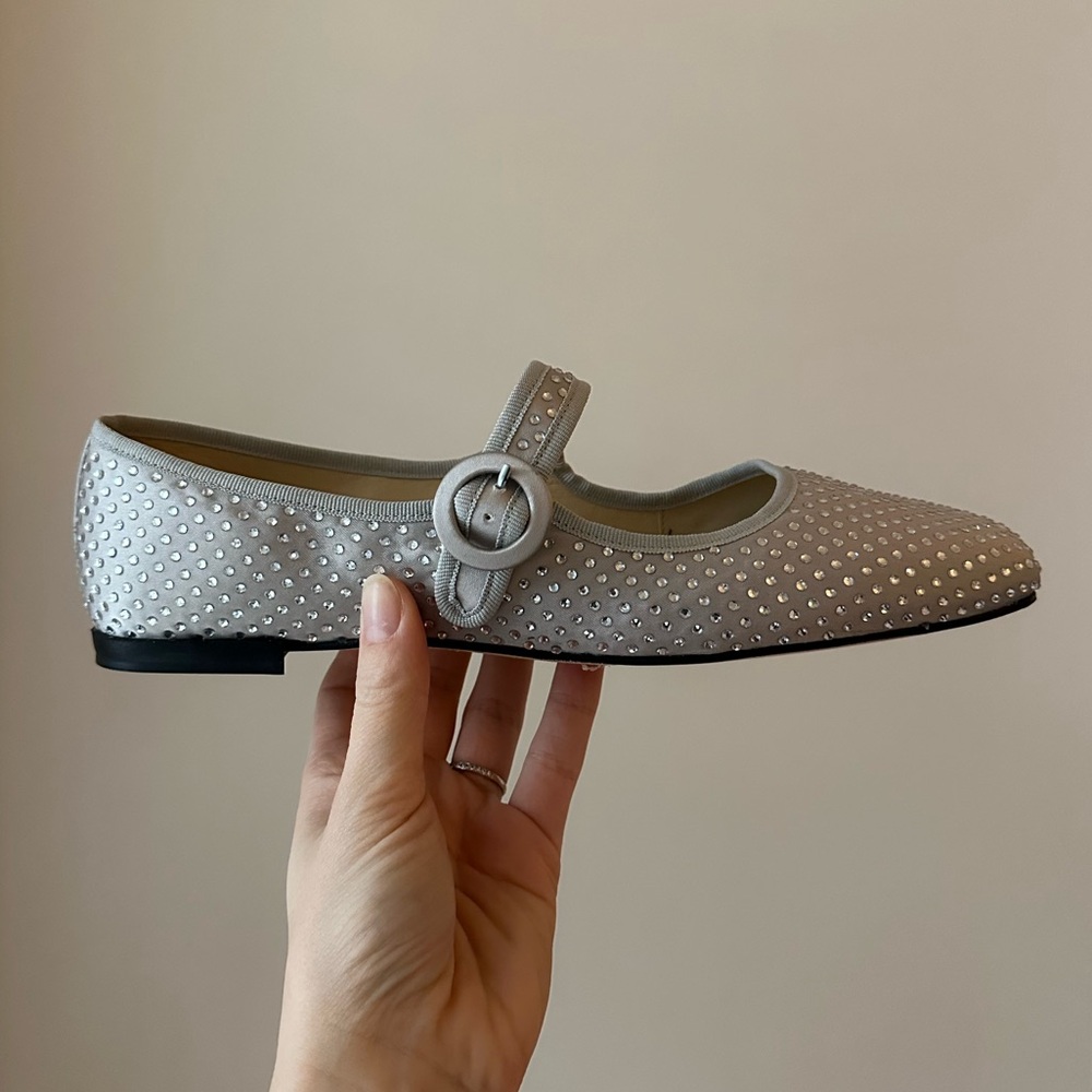 NWB Repetto Gray and Silver Georgia Mary Jane Ballerina Flats - Picture 2 of 9